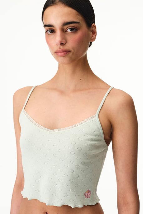 Strukturiertes Baumwollmix-Fitted Cami-Top - Image 1