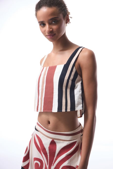Gestreiftes Baumwoll-Crop-Bralette-Camisole - Image 2