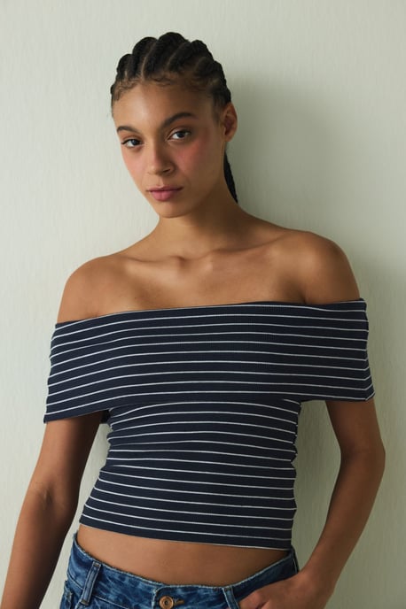 Gestreiftes Baumwoll-Elasthan Bandeau-Top - Image 2