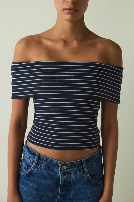 Gestreiftes Baumwoll-Elasthan Bandeau-Top - Image 4