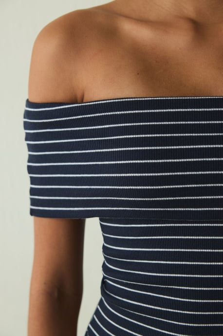Gestreiftes Baumwoll-Elasthan Bandeau-Top - Image 5
