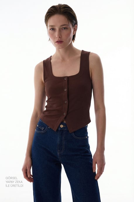 Knopf-Front Strick-Cami-Top - Image 1