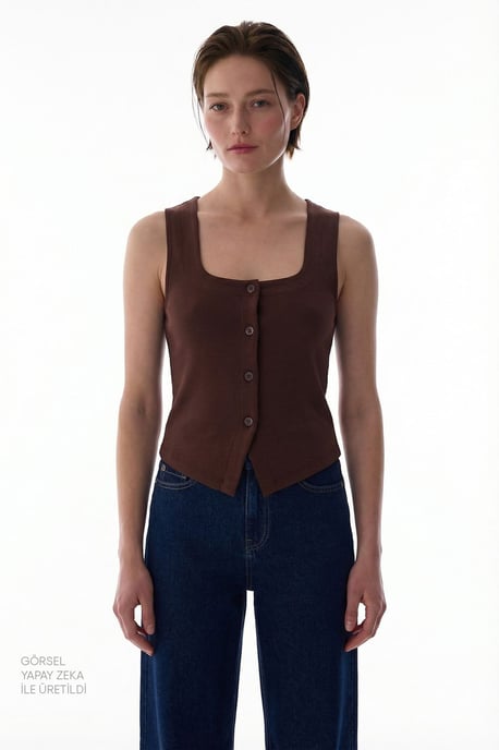 Knopf-Front Strick-Cami-Top - Image 2