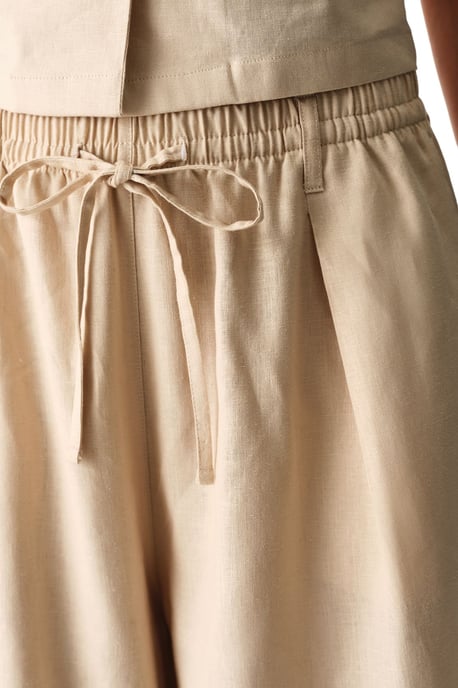Damen Leinenhose mit weitem Bein und mittlerer Taille - Image 3