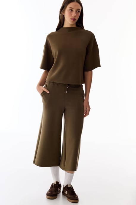 Hüfthohe Übergröße Strick-Culotte-Shorts - Image 4