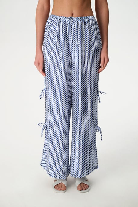 Damen Weitbeinige Geometrische Gewebte Hose - Image 1