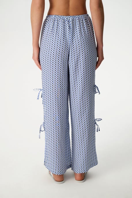 Damen Weitbeinige Geometrische Gewebte Hose - Image 2
