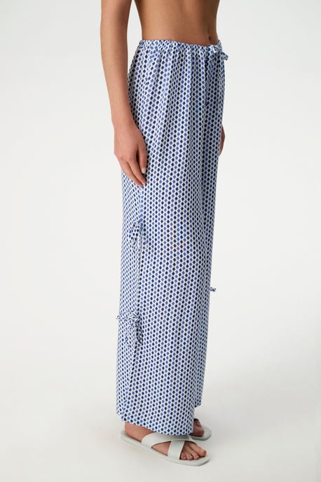 Damen Weitbeinige Geometrische Gewebte Hose - Image 3