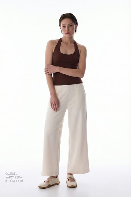 Penti Hüfthohe Wide‑Leg Jerseyhose - Wollweiß - Image 3