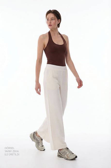 Penti Hüfthohe Wide‑Leg Jerseyhose - Wollweiß - Image 5