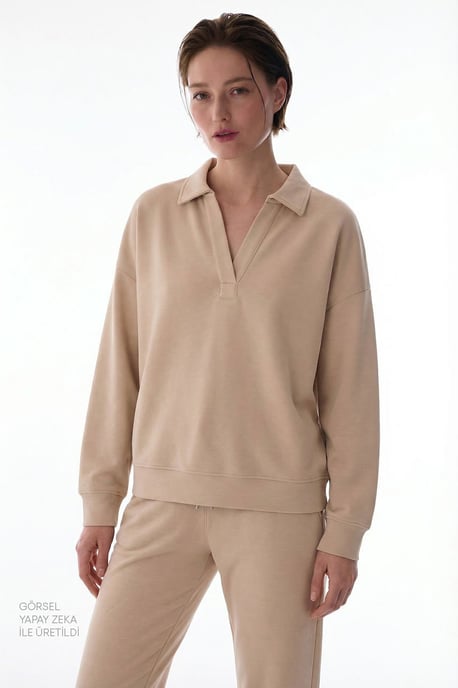 Oversized Strickpullover mit Knopfkragen - Image 2
