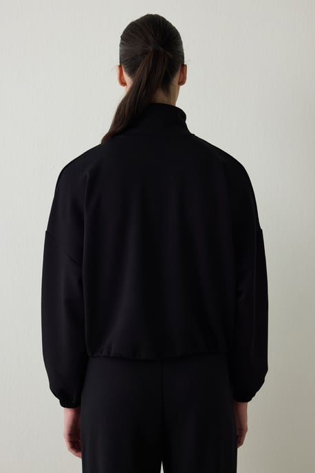 Damen Kurzes Stehkragen Sweatshirt - Image 3