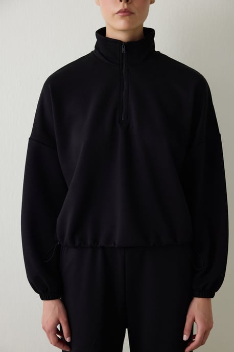 Damen Crop-Half-Zip Sweatshirt - Image 2