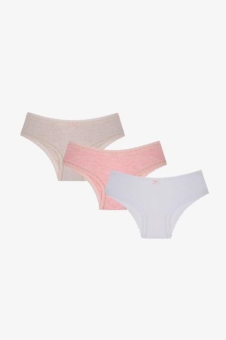3er-Pack Baumwoll-Hipster-Unterhosen mit Spitze - Image 1