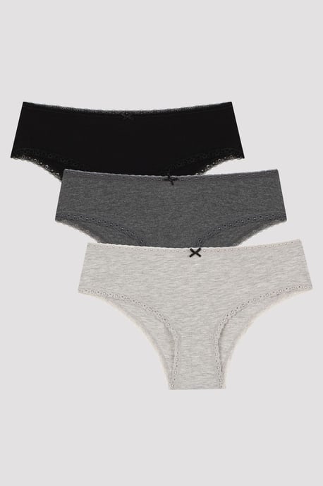 3er-Pack Baumwoll-Hipster-Slips mit Spitze - Image 1