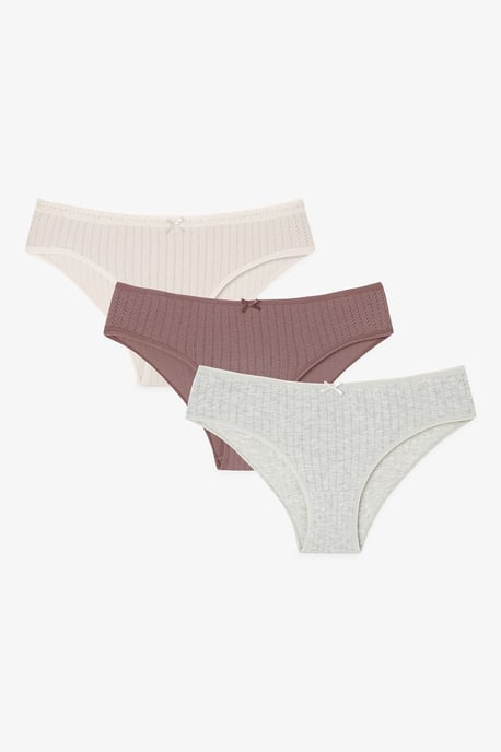 3er-Pack Baumwollrippenslip mit mittlerer Taille - Image 1