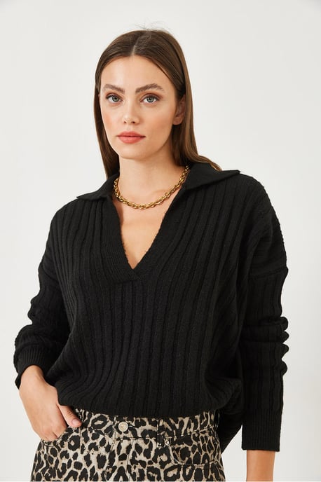 Lässiger V-Ausschnittpullover - Image 3
