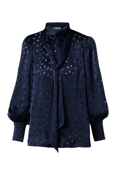 Caroline Tensen Bluse mit Clova-Print, Marineblau - Image 2