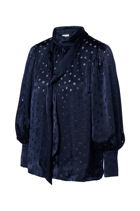 Caroline Tensen Bluse mit Clova-Print, Marineblau - Image 3
