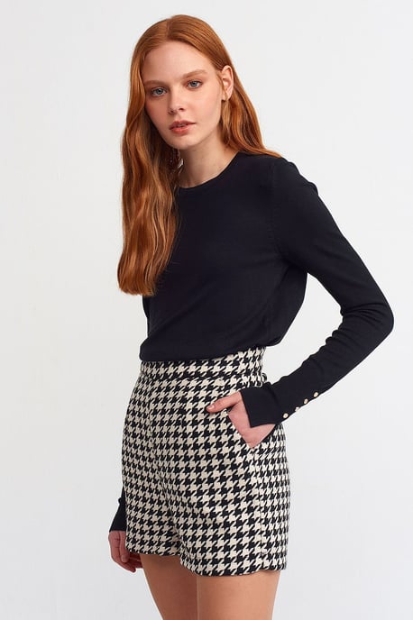 Rippstrick Rundhals Slim Fit Pullover - Image 1