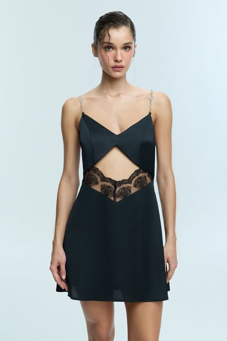 Satin-Midi-Unterkleid mit Spitzenbesatz - Image 1
