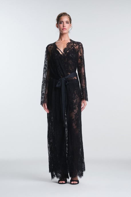 Bestickte Maxi-Robe mit Bindegürtel - Image 1