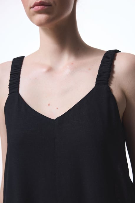Taillierter V-Ausschnitt Jumpsuit mit geradem Bein und Taschen - Image 3