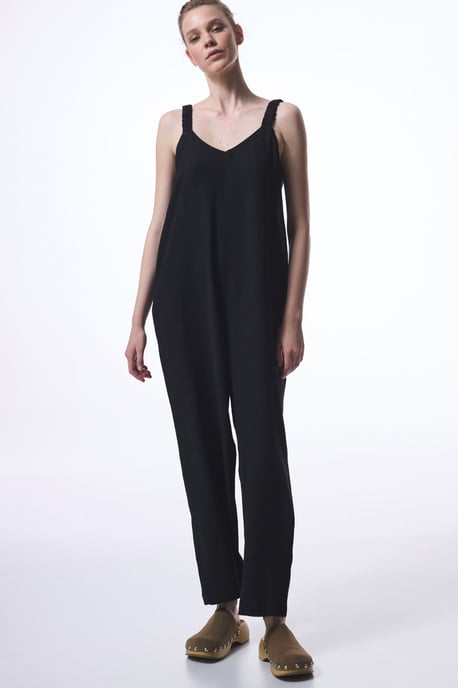 Taillierter V-Ausschnitt Jumpsuit mit geradem Bein und Taschen - Image 5