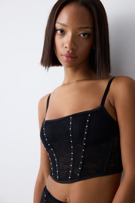 Tailliertes Korsett-Crop-Top mit quadratischem Ausschnitt - Image 4