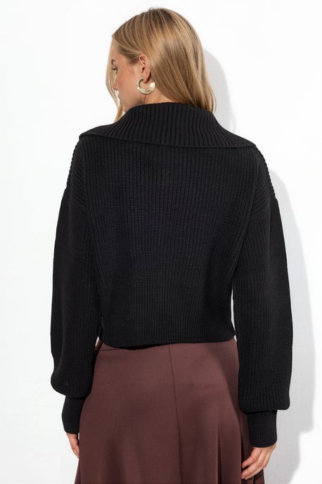 Damen Cropped Gerippter Reißverschluss Cardigan - Image 2