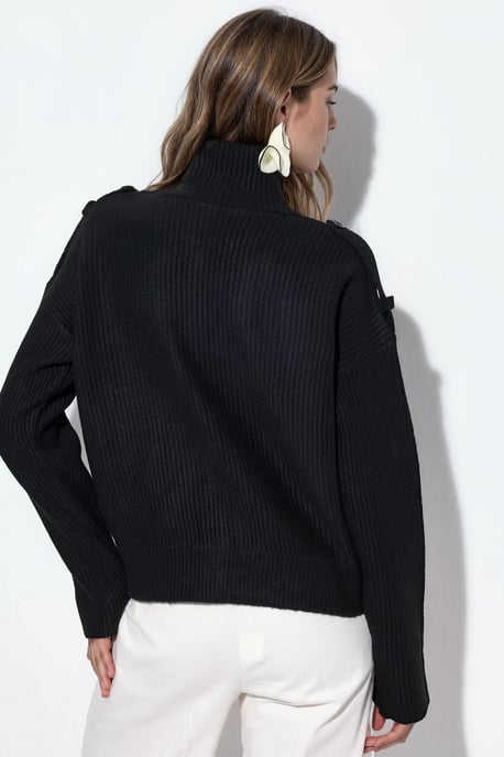 Geripptes Halbhochkragen-Button-Cardigan - Image 3