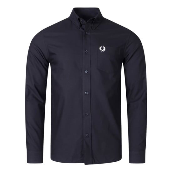 Fred Perry Schlichtes Schwarzes Langarm-oxfordhemd - Image 1