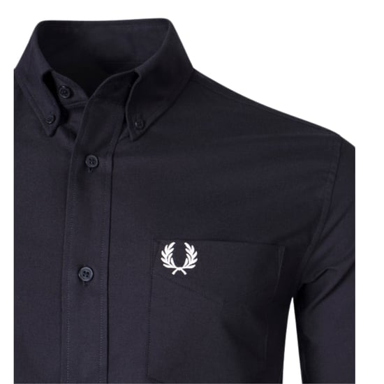 Fred Perry Schlichtes Schwarzes Langarm-oxfordhemd - Image 3