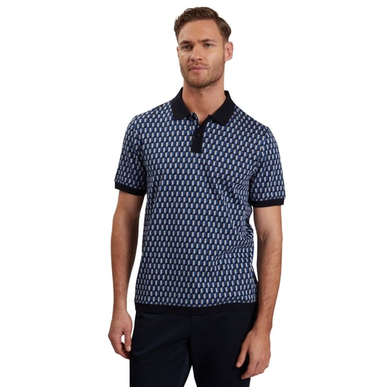 Ted Baker Hamishs Jacquard Stripe Geo Navy Poloshirt - Image 2