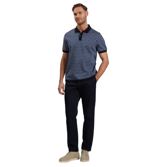 Ted Baker Hamishs Jacquard Stripe Geo Navy Poloshirt - Image 4
