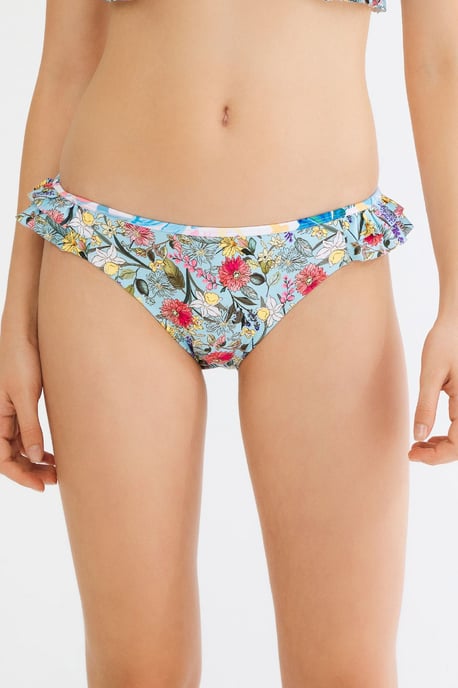Blumige Bikini-Höschen mit Rüsche in Mid-Waist-Design - Image 2