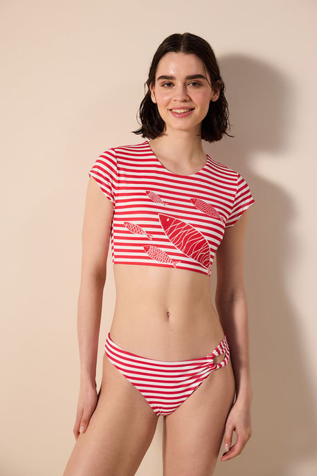 Gestreifte Cut-Out Hipster-Bikinihosen - Image 4