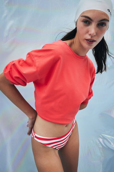 Gestreifte Mid-Waist Bikini-Höschen - Image 4