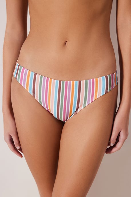 Gestreifte Bikini-Hosen mit mittlerer Taille - Image 1