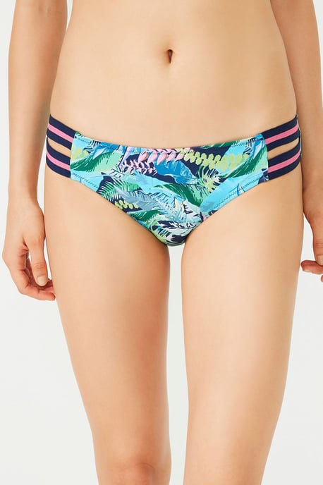 Hüftbedeckende Bikinislips mit tropischem Muster - Image 1