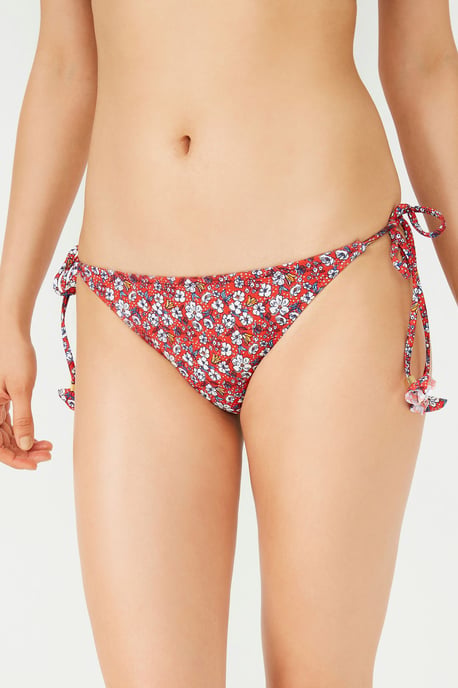Blumige Low-Waist Bindebikini-Unterteile - Image 1