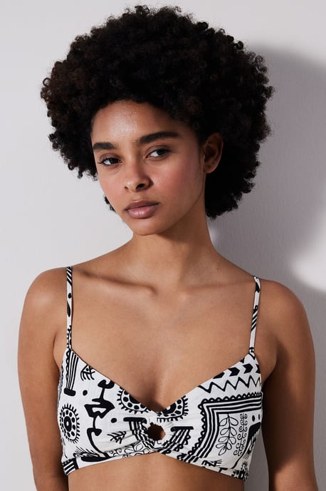 Geometrisches V-Ausschnitt-Bikini-Top - Image 1