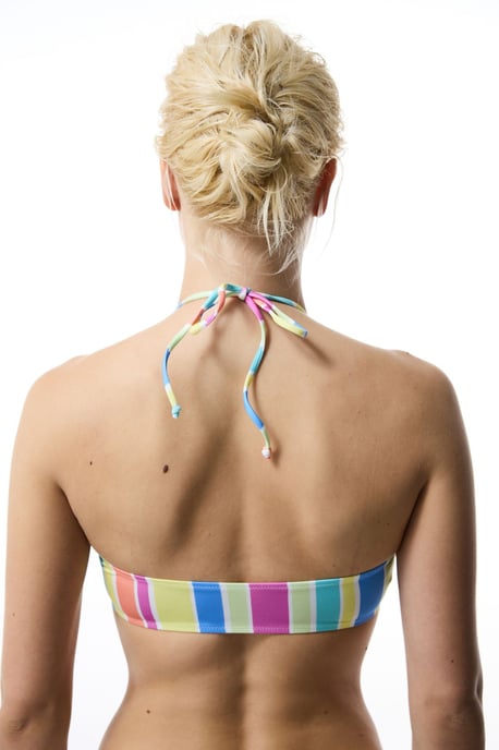 Gestreifter Halter Bandeau Bikini-Oberteil - Image 3