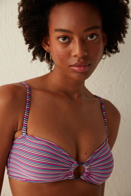 Penti Gestreiftes Cut-out Bandeau-Bikinioberteil - Mehrfarbig - Image 1