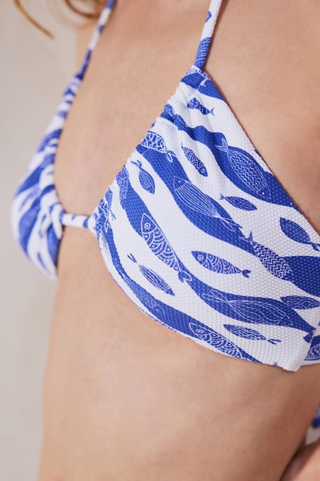 Bedruckter geraffter Triangel-Bikini-Oberteil - Image 3