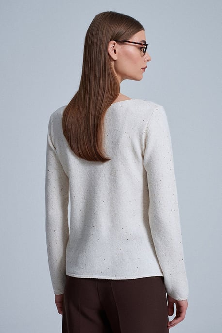 Bootshaus-Ausschnitt Pailletten Strickpullover - Image 2