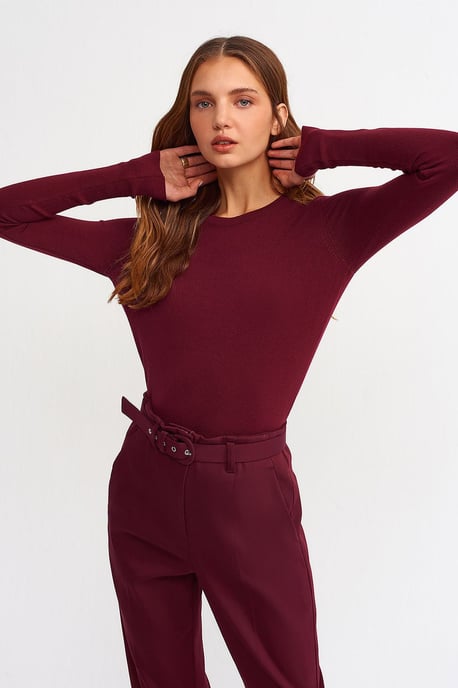 Rippstrick Rundhals Slim Fit Pullover - Image 3