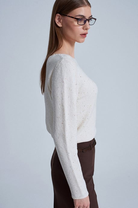 Bootshaus-Ausschnitt Pailletten Strickpullover - Image 4