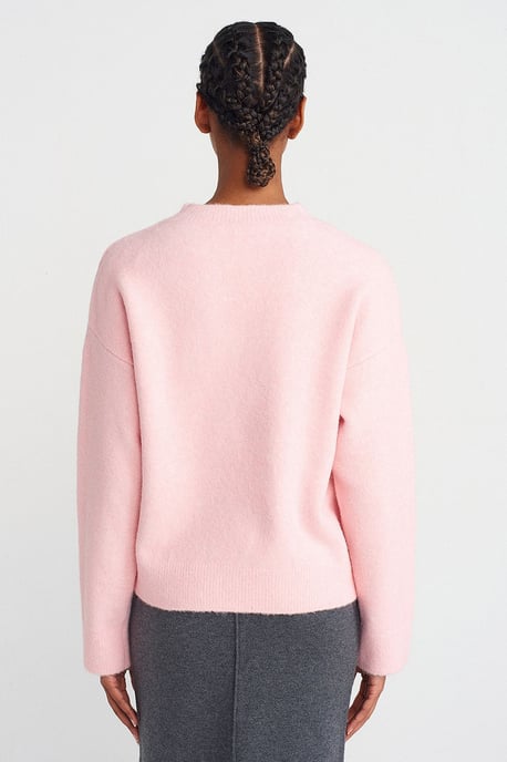Damen Unifarbenes Rundhals-Rippstrickpullover - Image 2