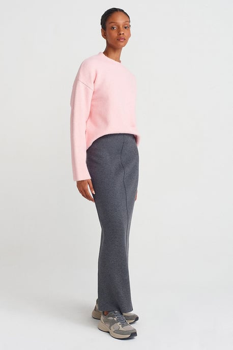 Damen Unifarbenes Rundhals-Rippstrickpullover - Image 3